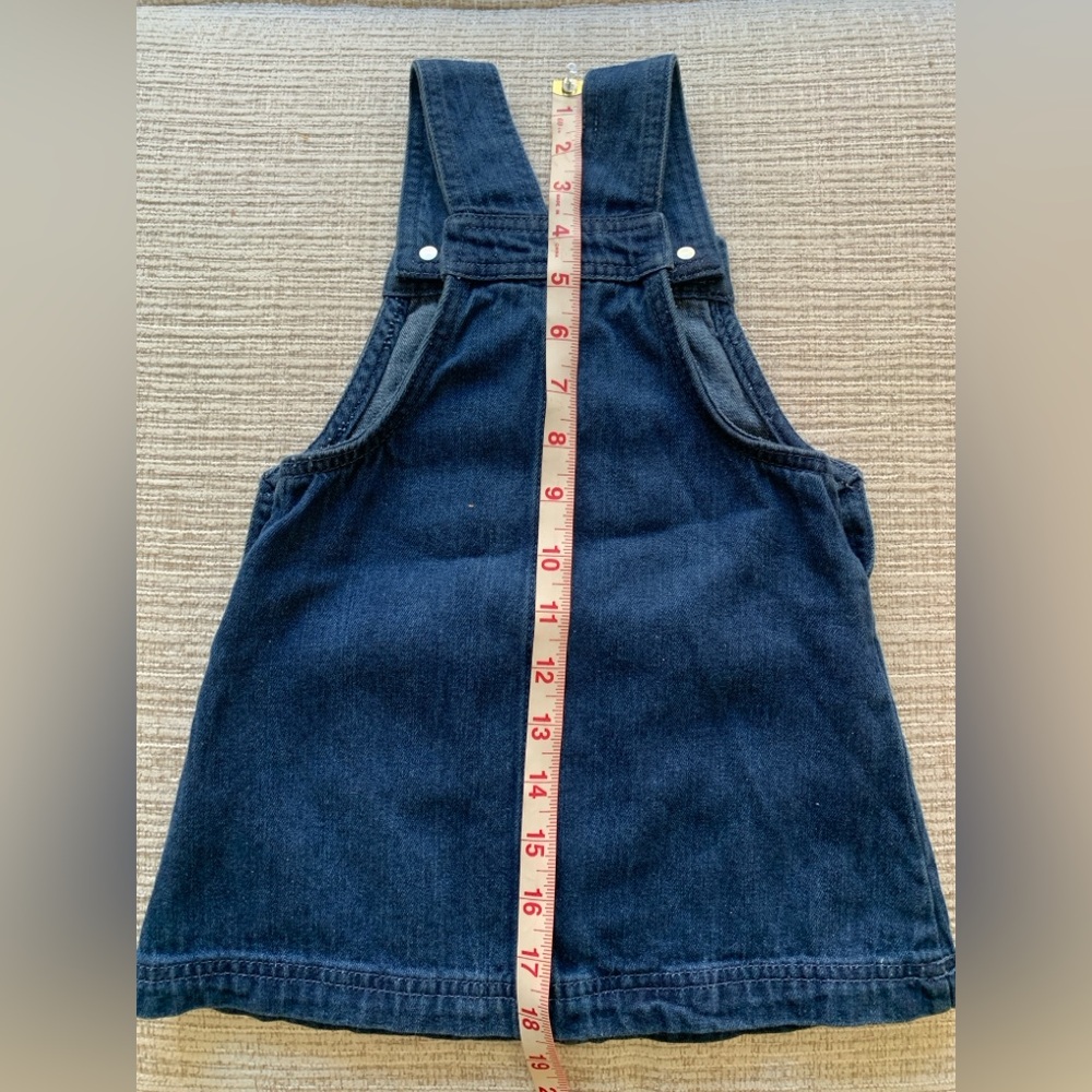 Tahari Dark Blue Denim Overall Dress - 2T - India Cotton 100% EUC - Picture 8 of 11